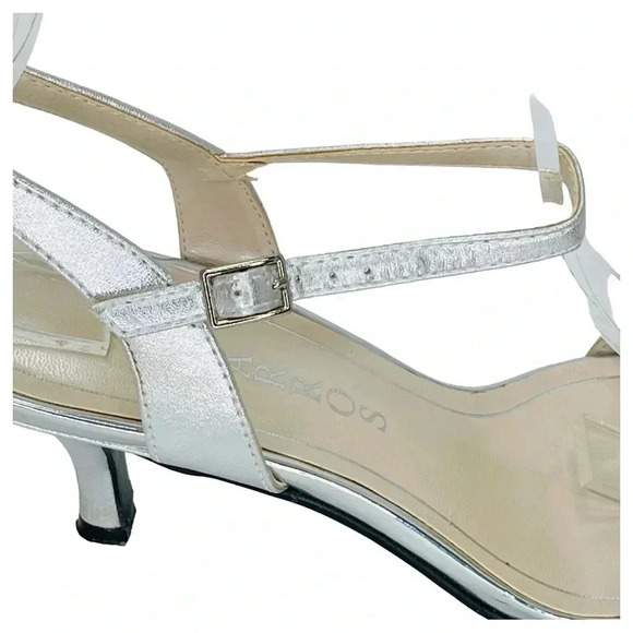 Caparros Womens Heels 7.5M Quirin Silver Faux Leather Rhinestone Slingback - Picture 7 of 12